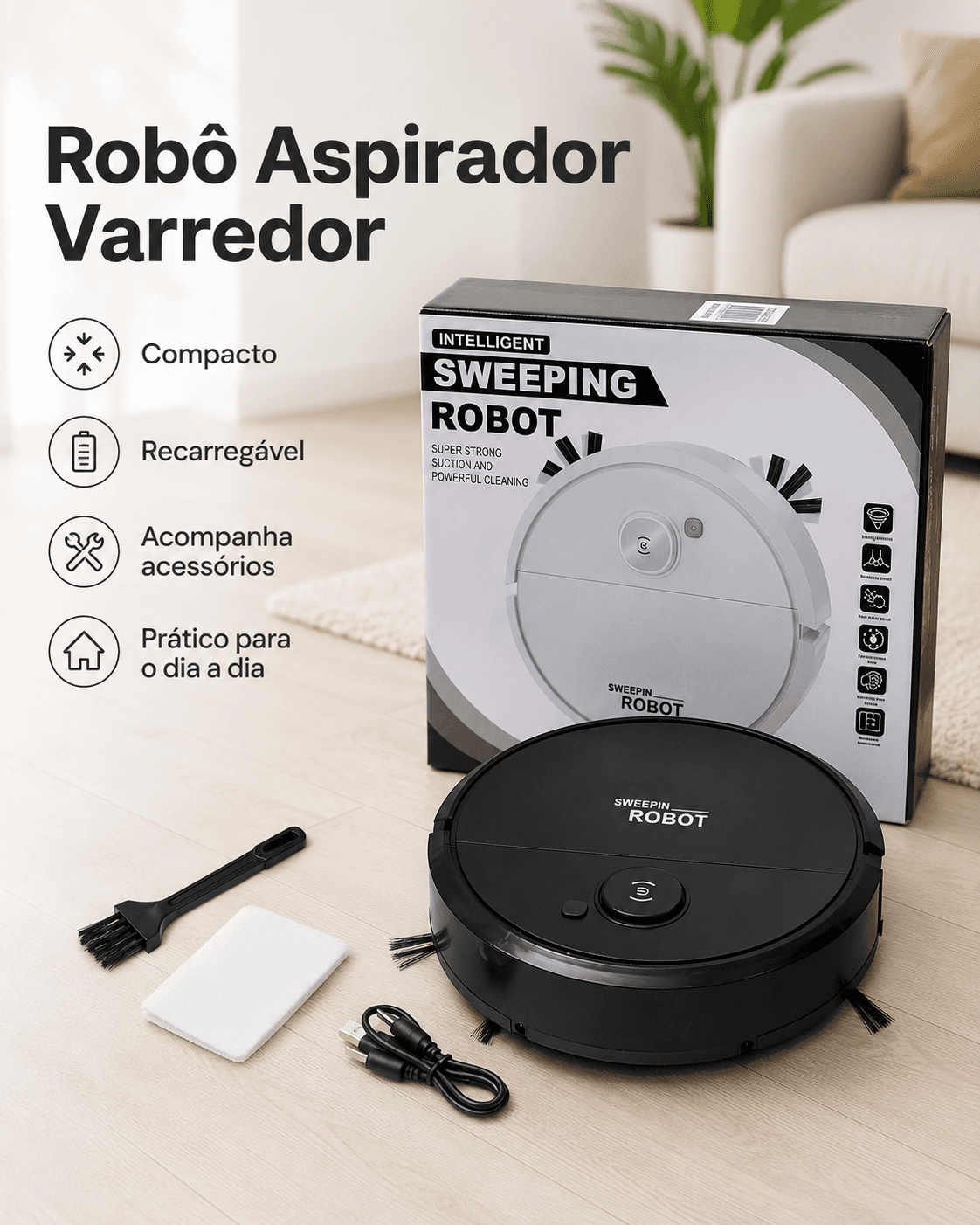 MINI ROBÔ ASPIRADOR BRANCO