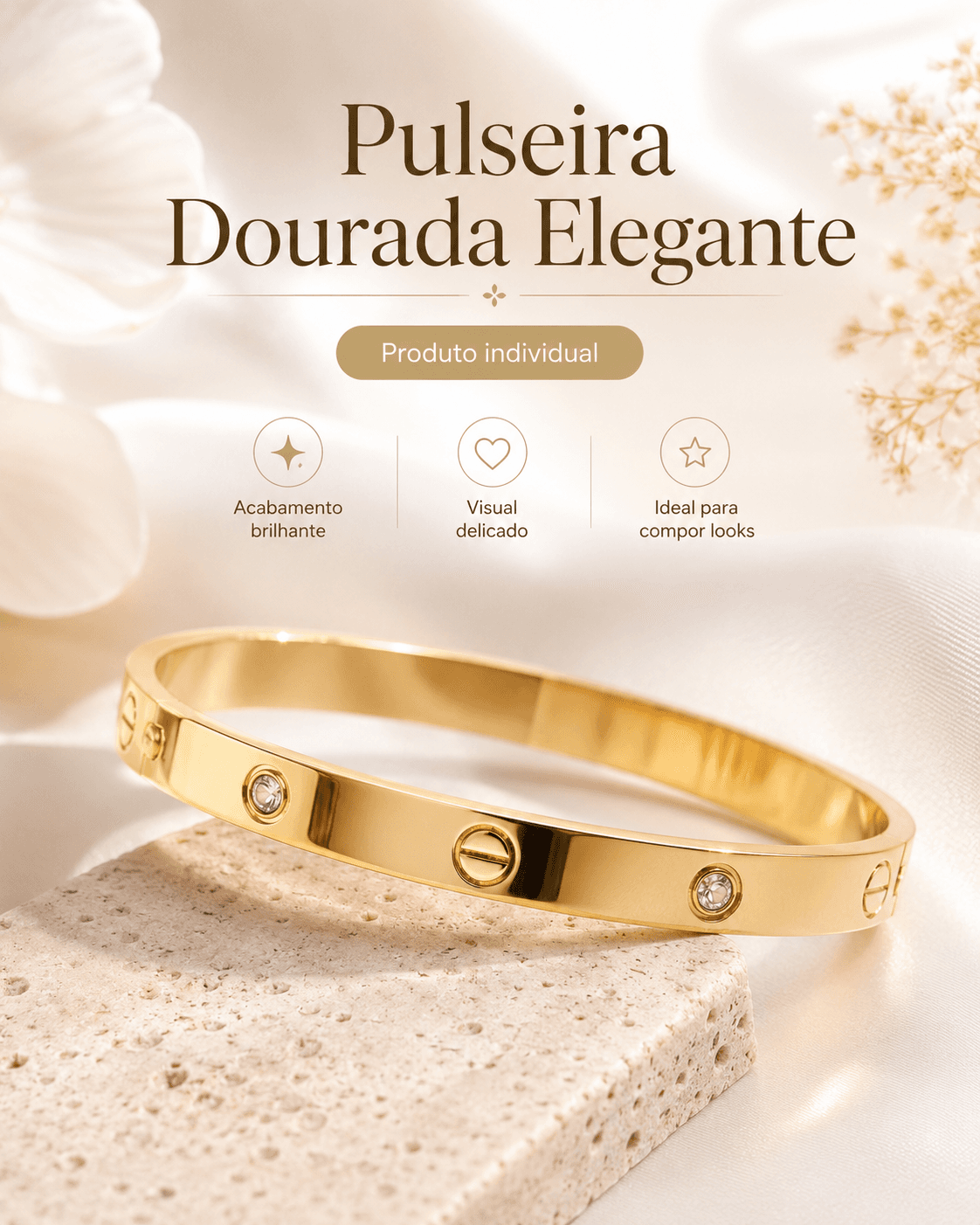 BRACELETE AÇO INOX CARTIER C/ STRASS