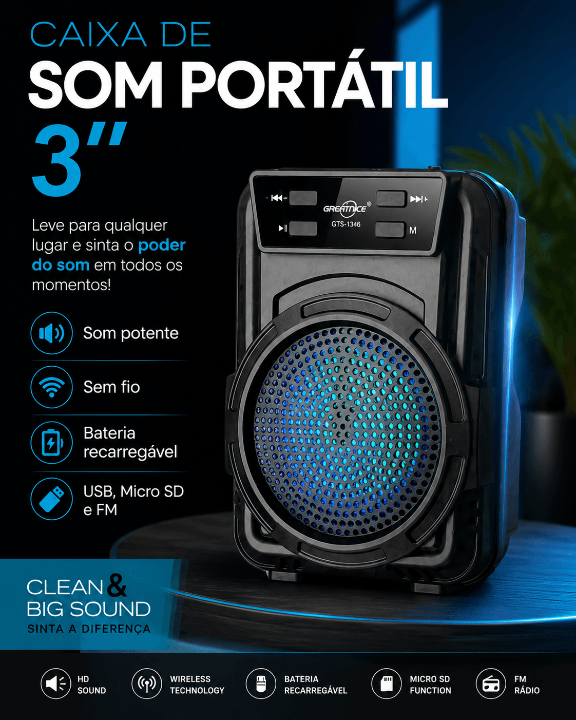 CAIXA DE SOM PORTÁTIL 3