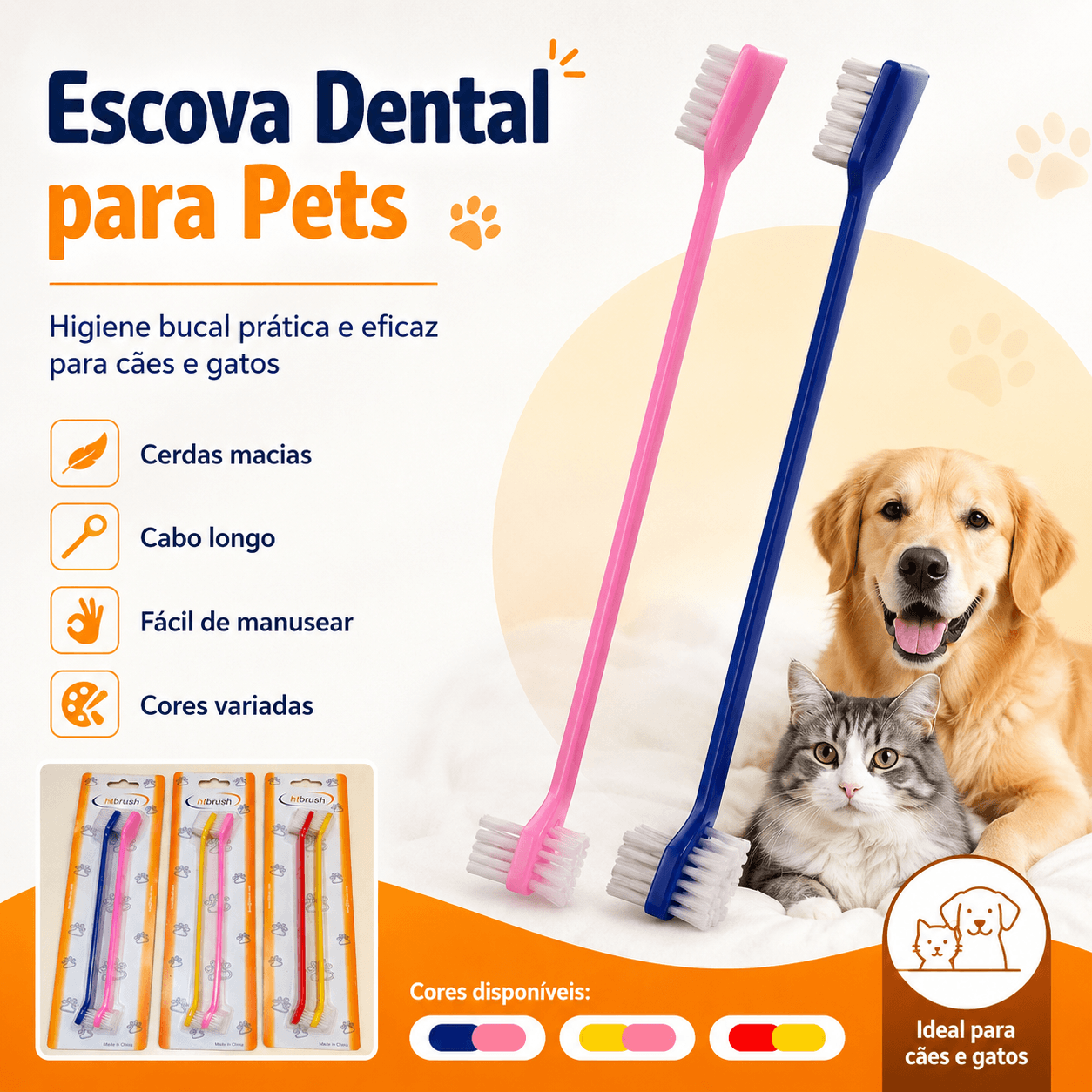 ESCOVA DE DENTE 2PONTAS PARA PET