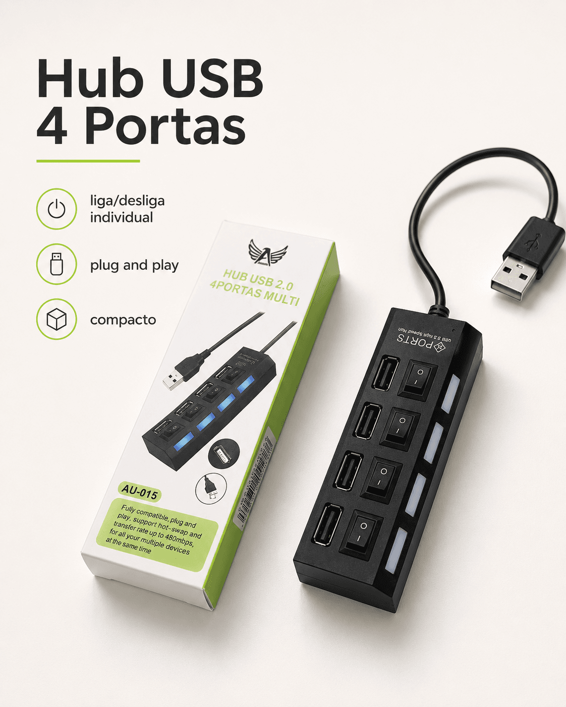 HUB USB 4 PORTAS