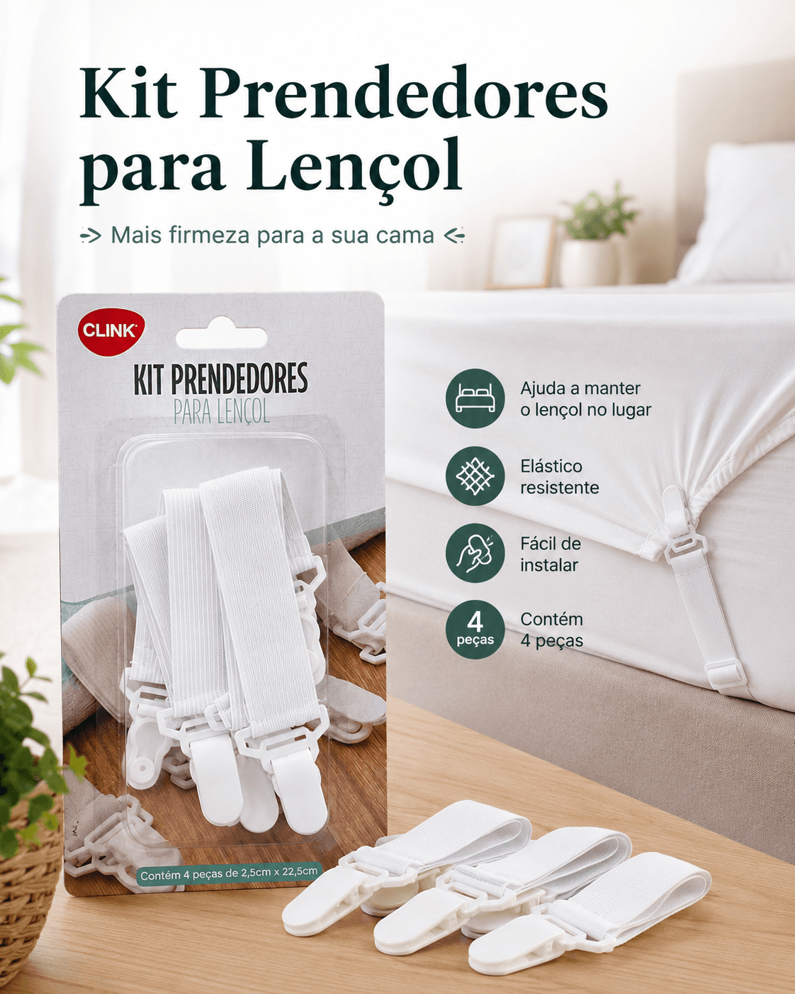 KIT C/4 PRENDEDOR DE LENÇOL