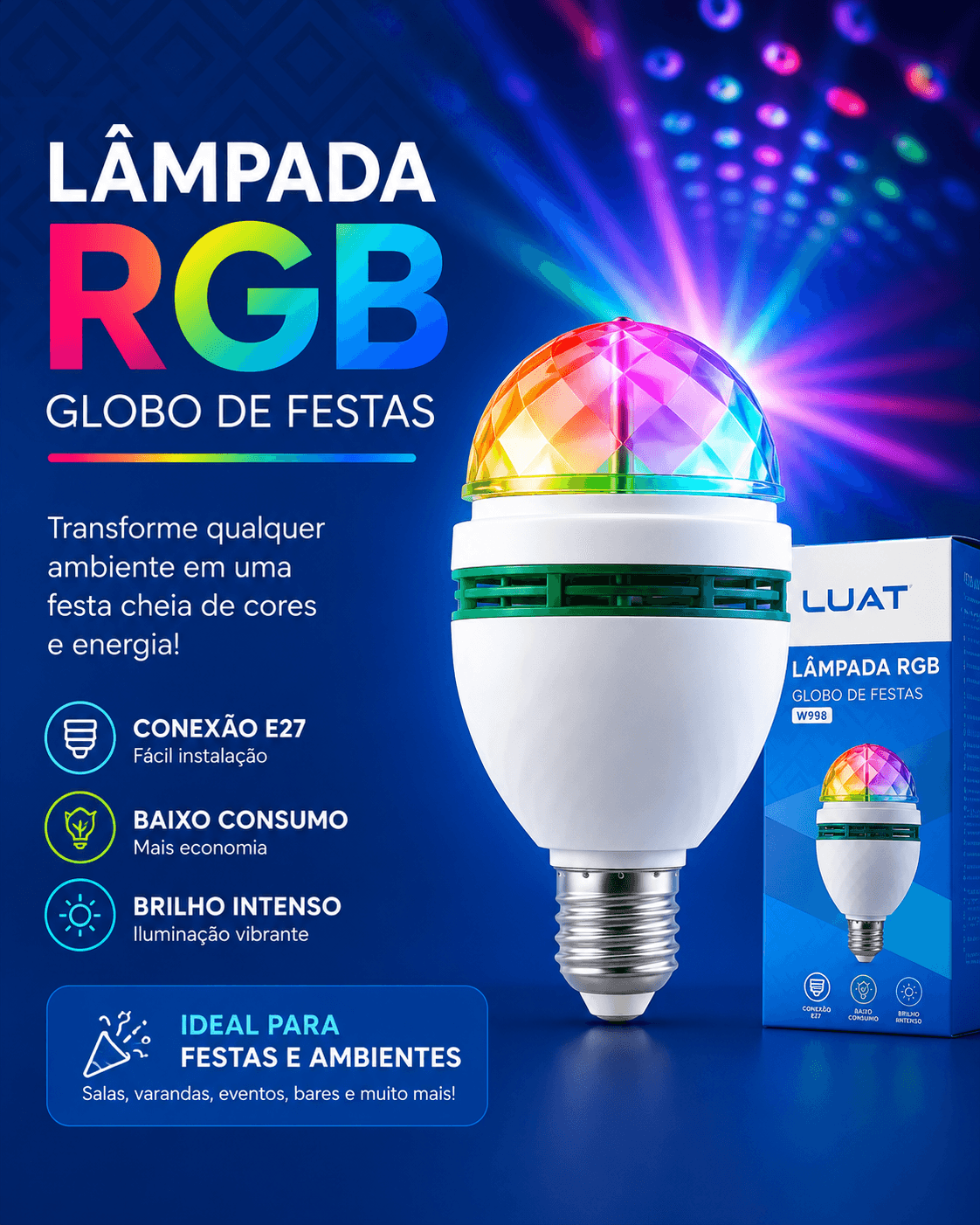 LAMPADA GLOBO DE FESTA RGB