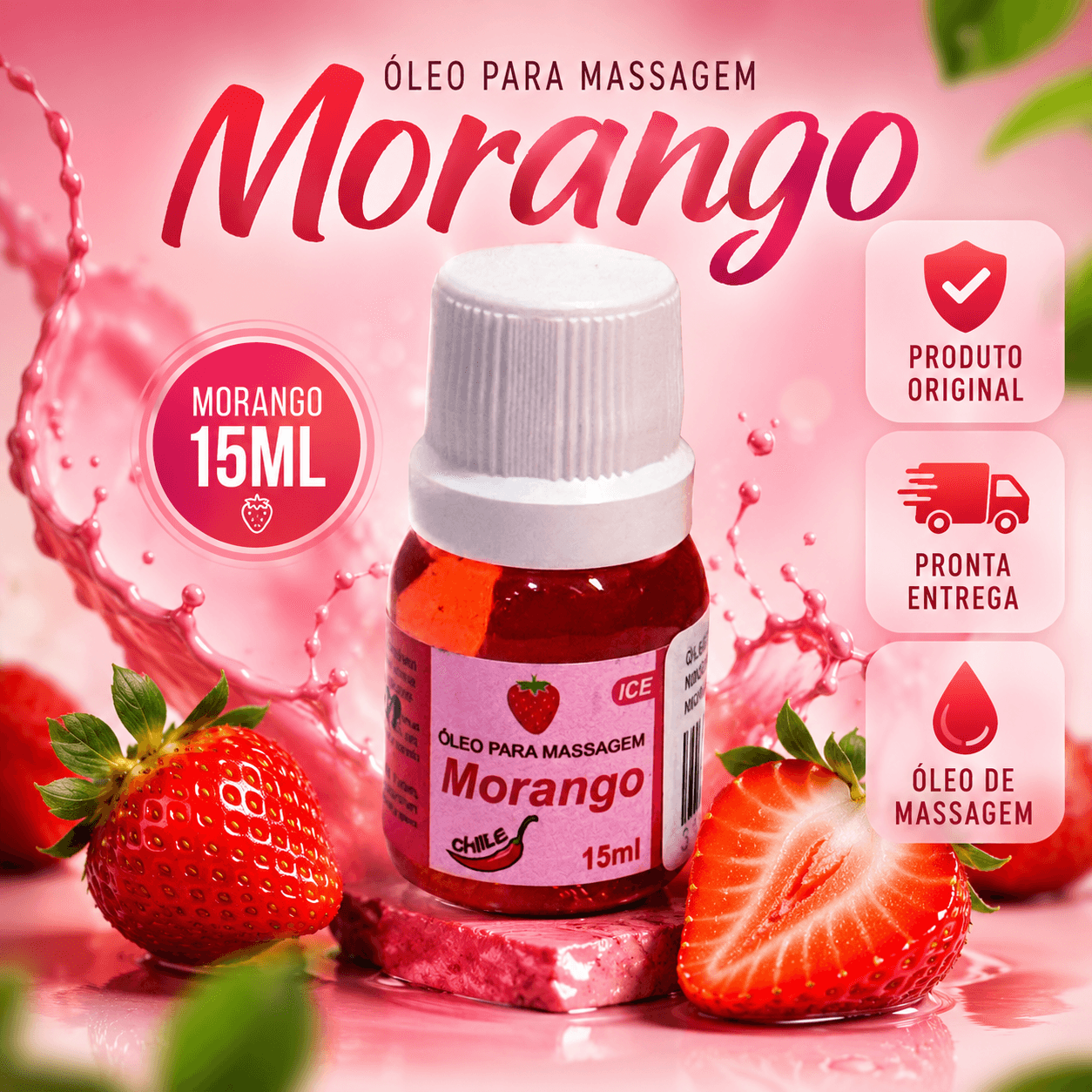 ÓLEO PARA MASSAGEM MORANGO SEXY