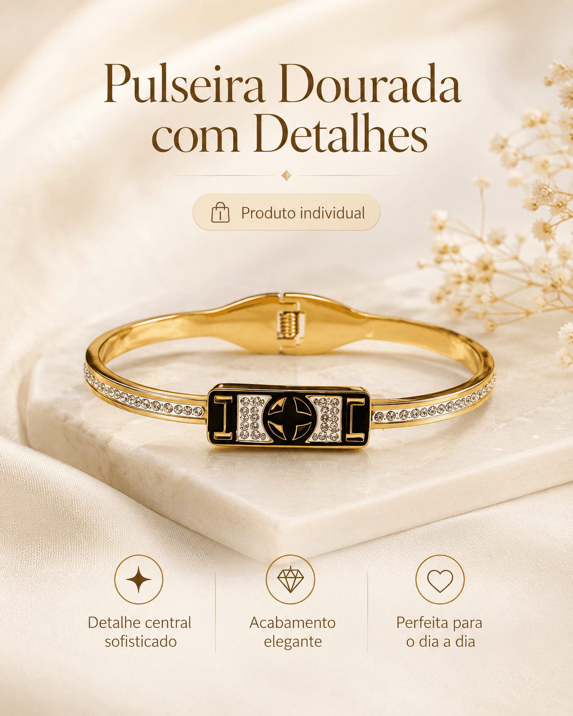BRACELETE AÇO INOX CARTIER C/ STRASS PRATA
