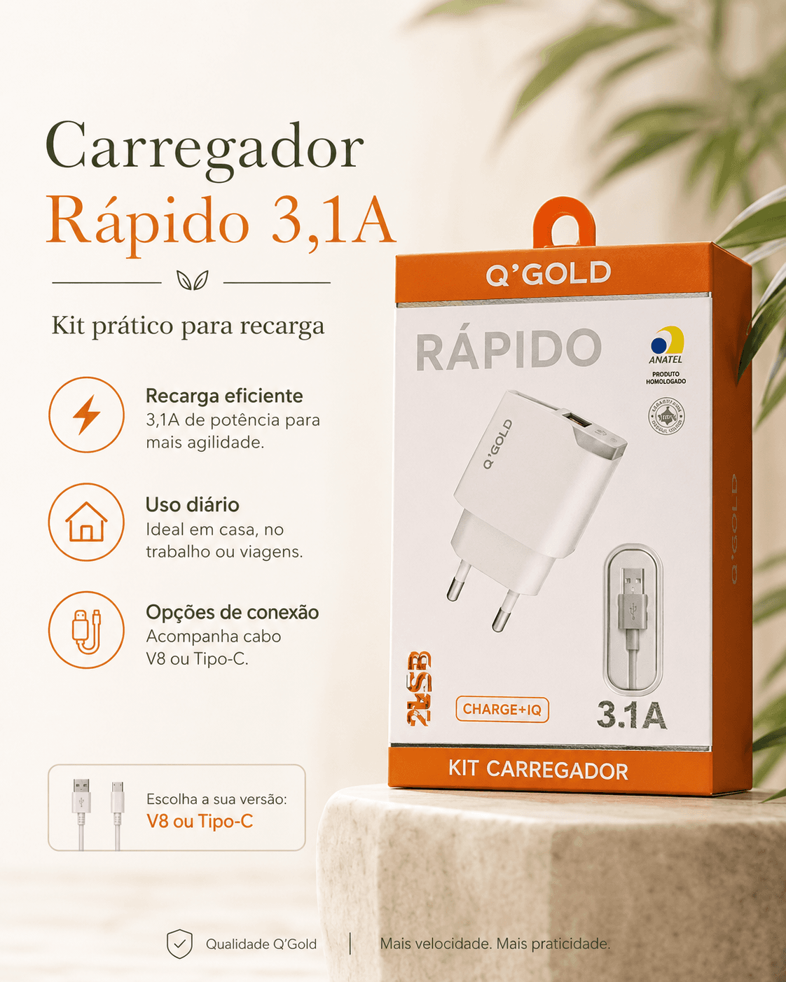 FONTE + CABO V8-MICRO 3ENTRADAS