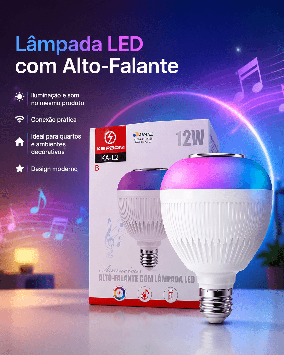 LAMPADA LED COM CONTROLE