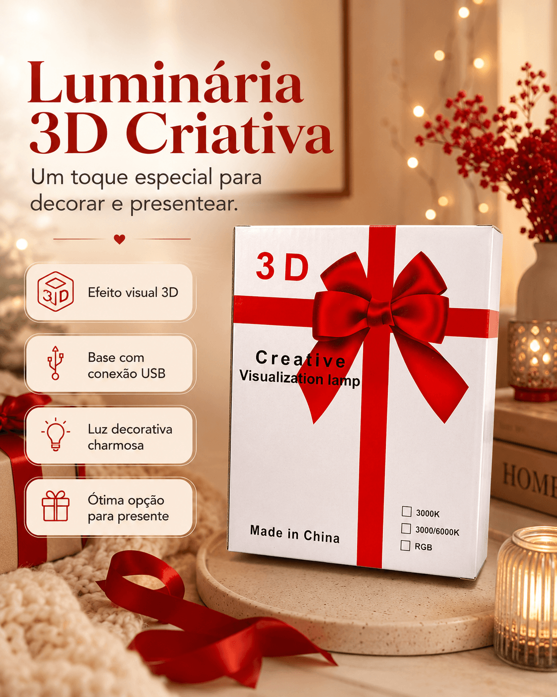 LUMINARIA LED P/ESCREVER QUADRADO
